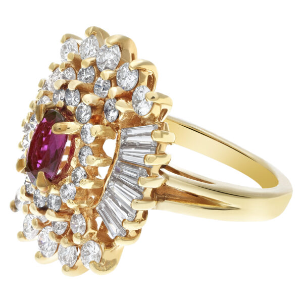 Ruby & diamond ballerina ring in 14k yellow gold