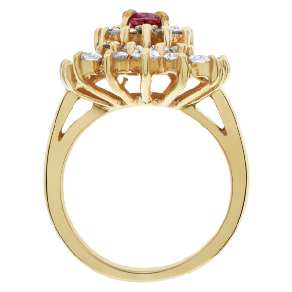 Ruby & diamond ballerina ring in 14k yellow gold