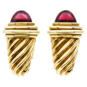 David Yurman shrimp earrings with pink tourmaline