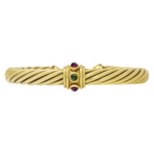 David yurman cable bangle 14k with rubies and emerald