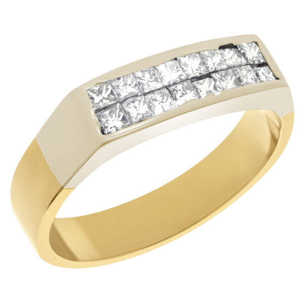 Mens diamond ring in 14k yellow gold with .64 cts in diamond accents