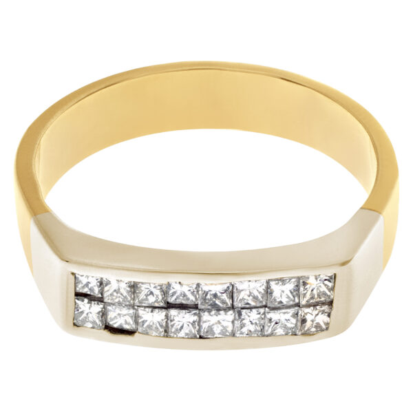 Mens diamond ring in 14k yellow gold with .64 cts in diamond accents