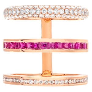 Esme diamond and ruby "knuckle ring" in 18k rose gold.