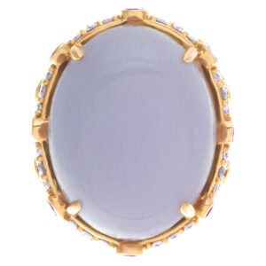 "Hasbani Gioielli" LAVENDER JADE Cabochon ring in 18k Rose Gold