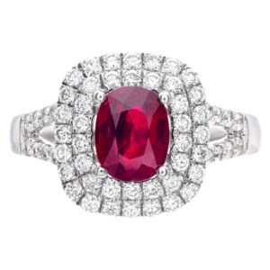 Platinum ruby (1.39ct) and diamond ring (0.68ct)