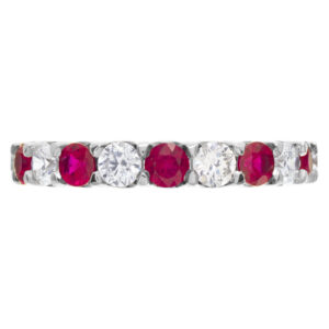 Diamonds & rubies diamond eternity band and ring in 18k white gold