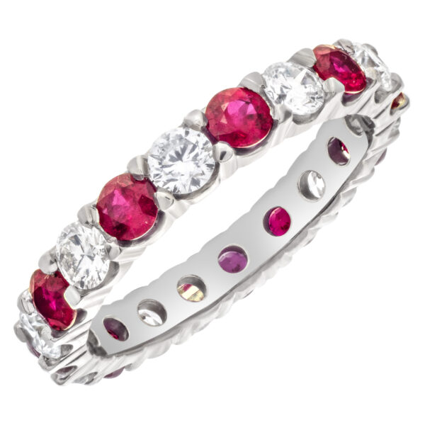 Diamonds & rubies diamond eternity band and ring in 18k white gold