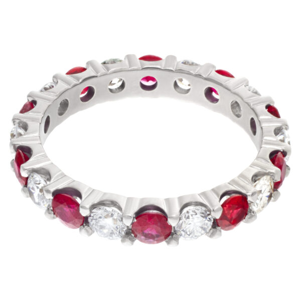 Diamonds & rubies diamond eternity band and ring in 18k white gold