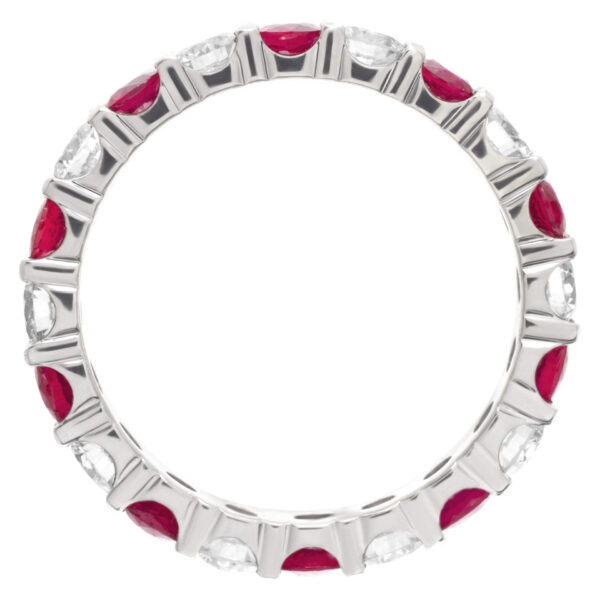 Diamonds & rubies diamond eternity band and ring in 18k white gold