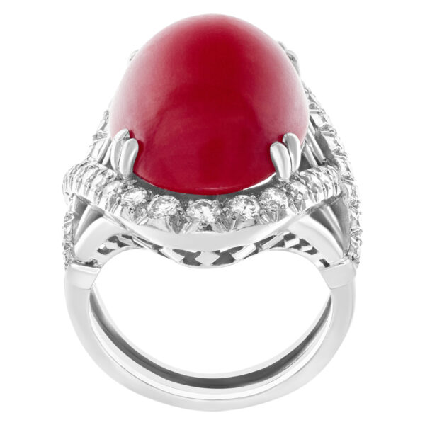 Incredible handmade Crisscross Pave Diamond Coral ring in 18k