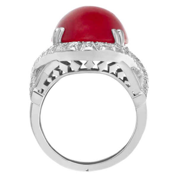 Incredible handmade Crisscross Pave Diamond Coral ring in 18k