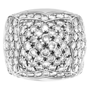 Bvlgari "Pyramide" ring in 18k white gold with  pave diamonds