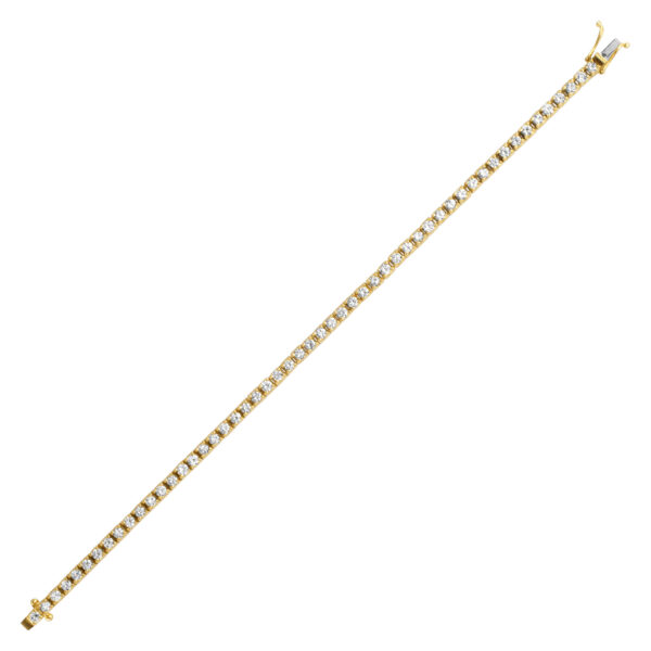 14k gold diamond line bracelet with over 3cts in round diamonds