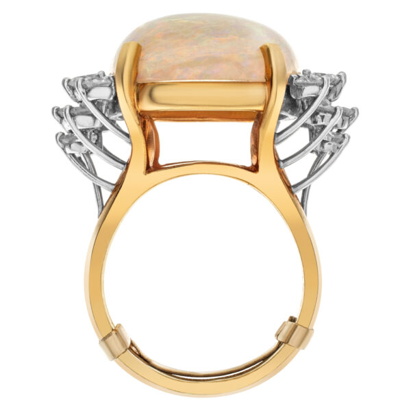 Australian opal and diamond ring set in 18k white and yellow gold