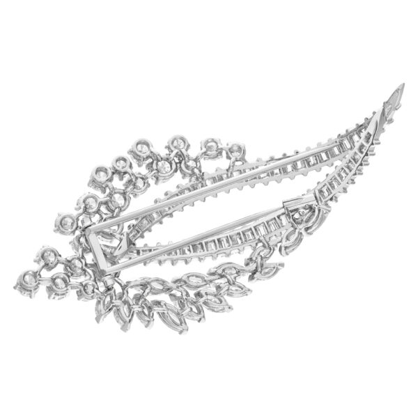 Diamond spray pin in platinum, over 12.50 carats in round, marquise, baguette & emerald cut diamonds