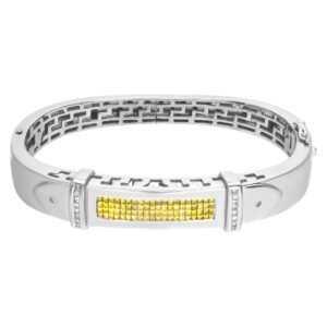 Bangle in 14k white gold with yellow diamonds