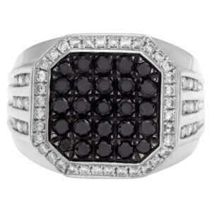 Black Tie Affair! Black and white diamond ring set in 14k white gold