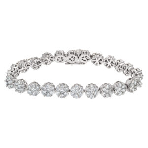 Cherry Blossom Diamonds Bracelet in 14k white gold- TAW 9.50 carats.