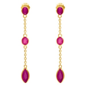 Ruby drop earrings in 14k gold with approximately 3.23cts in rubies