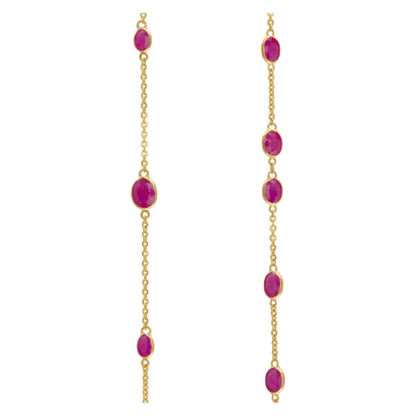 Double row ruby bracelet with approximately 6.56cts in rubies in 14k  gold