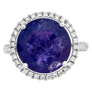 Tanzanite and diamond ring in 18k white gold