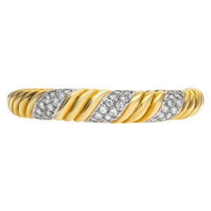 Bangle with 6 rows of diamond waves in 18k gold