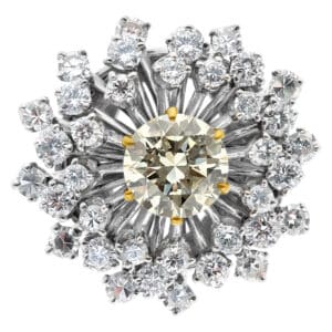 GIA certified round brilliant cut diamond 1.18 carat (O-P range color, I1 clarity) ring