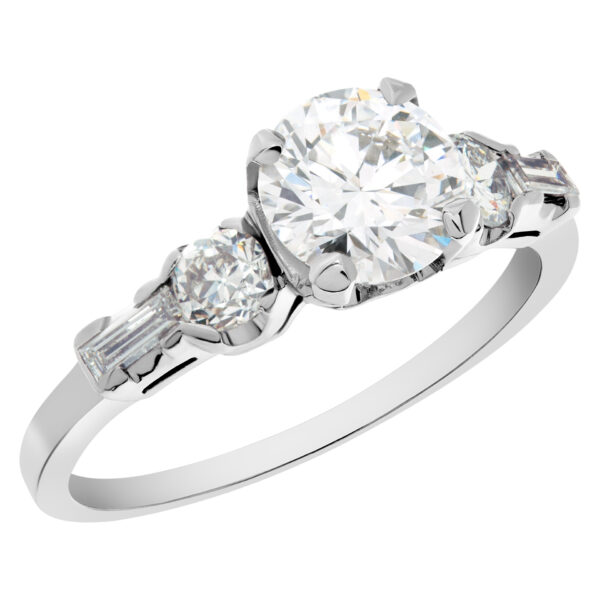 GIA Certified (Triple EX) Round Brilliant Cut Diamond Ring 1.03 carat (D Color-Si1 Clarity) set in a platinum