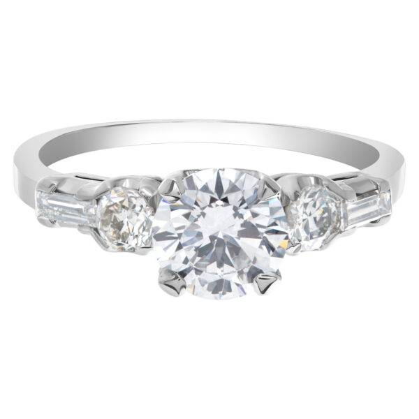 GIA Certified (Triple EX) Round Brilliant Cut Diamond Ring 1.03 carat (D Color-Si1 Clarity) set in a platinum