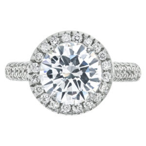 GIA Certified Round Brilliant  Cut Diamond Ring  2.01 Carats(F Color Si1 Clarity) Set In  18k White