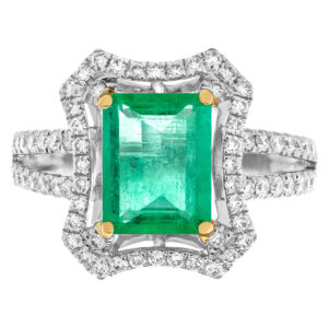 Diamond and emerald ring with 0.58 carat in diamonds and 1.64 carat in emerald