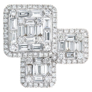 Baguette and round cut diamond ring with 1.37 carats in diamonds