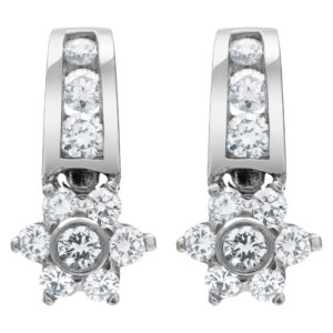 Diamond flower earrings in platinum approximately 0.60 carat in diamonds