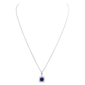 Sapphire and diamond necklace in 18k white gold