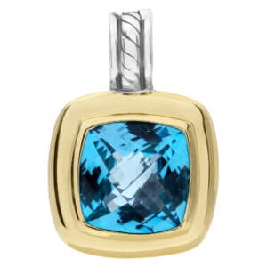 David Yurman cushion-shape blue topaz pendant in 18k & sterling silver