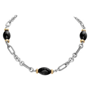 David yurman onyx bijoux figaro chain necklace in 18k & sterling silver