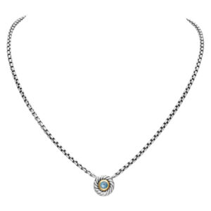 David Yurman blue topaz "Color Classics" necklace in 14k gold and sterling silver