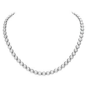 Bezel set diamond necklace with 6.60 carats in diamonds in 18k white gold