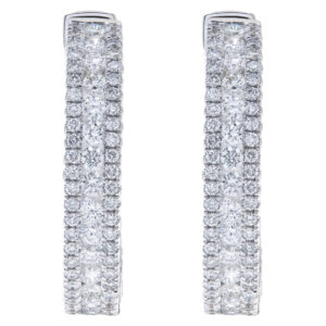 Diamond hoop earrings with 3.66 carats in diamonds in 14k white gold