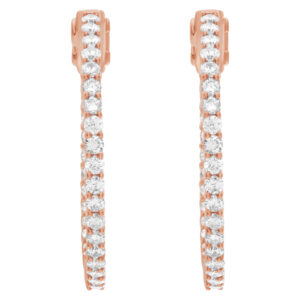 "Inside/out" 14k rose gold hoop earrings with 1.65 carats in diamonds