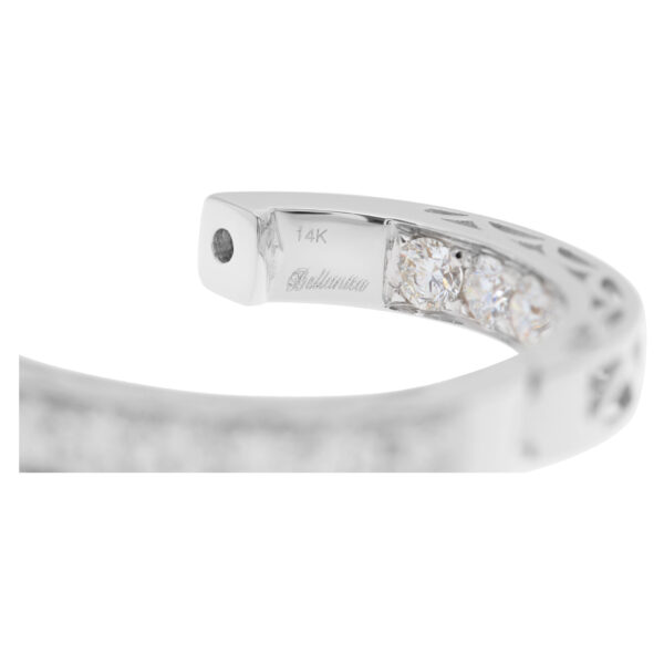 "Inside/out" 14k white gold hoop earrings with 2.86 carats in full cut round brilliant diamonds