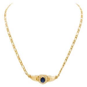 Necklace with sapphire and diamond accents in 18k yellow gold