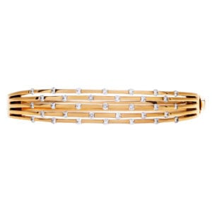 Roberto Coin "CLASSICA" Collection diamond lines 18k yellow gold bangle