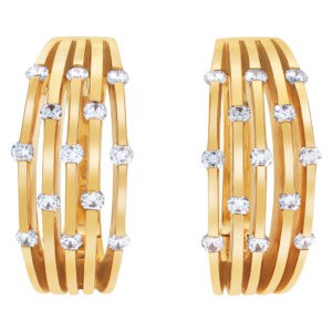 Roberto Coin "CLASSICA" Collection diamond lines 18k yellow gold clip on/post earrings