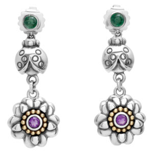 Barry Kieselstein Cord ladybug amethyst gem flower earrings in 14k & sterling silver