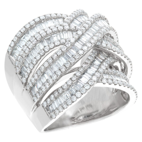 Crossover diamond ring (5.0 carats) in 14k white gold