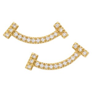 Tiffany & Co diamond smile earrings in 18k yellow gold with totl carat weight of 0.06 carat