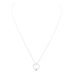 Tiffany & Co. Circle pendant in 18k white gold with a baguette diamond of 0.06 carat