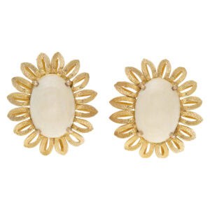 Gorgeous white coral earrings in 14k yellow gold