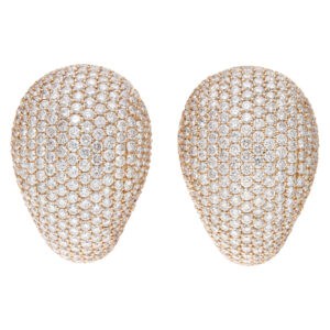 Pave diamond domed earrings with 13.19 carats in diamonds in 18k rose gold